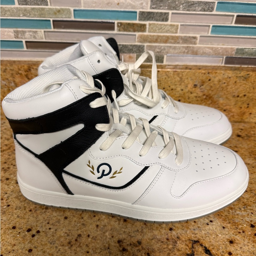 Official Program White and Black High-Top Sneakers with original box.